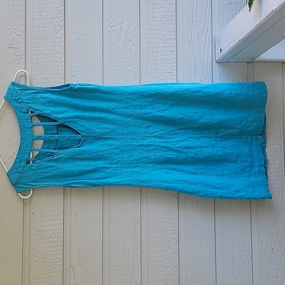 Women's natural linen dress with embroidery size S - Picture 8 of 14